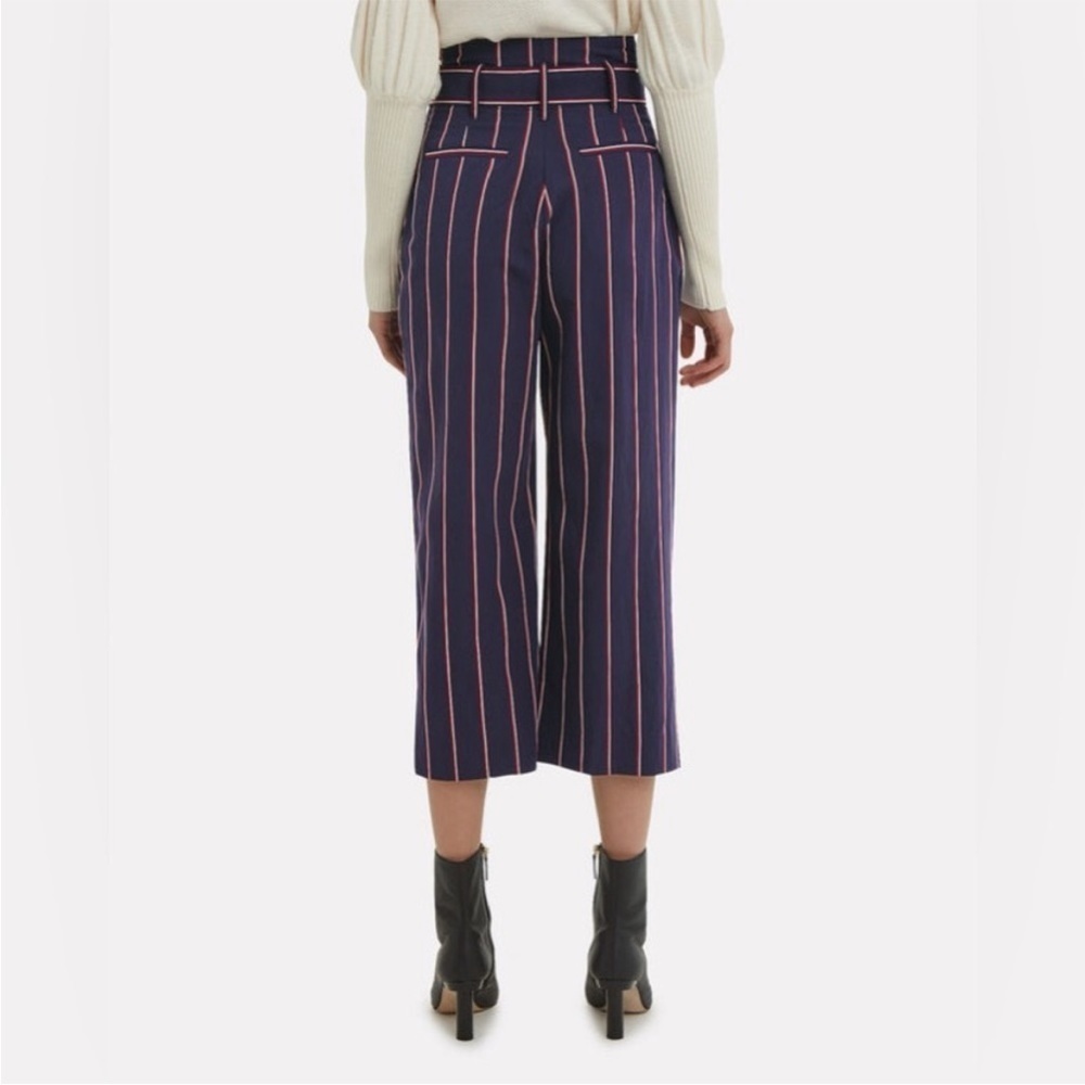 Derek Lam 10 Crosby Blue Navy Striped Satin Culottes Pants Size 00 - Picture 12 of 12